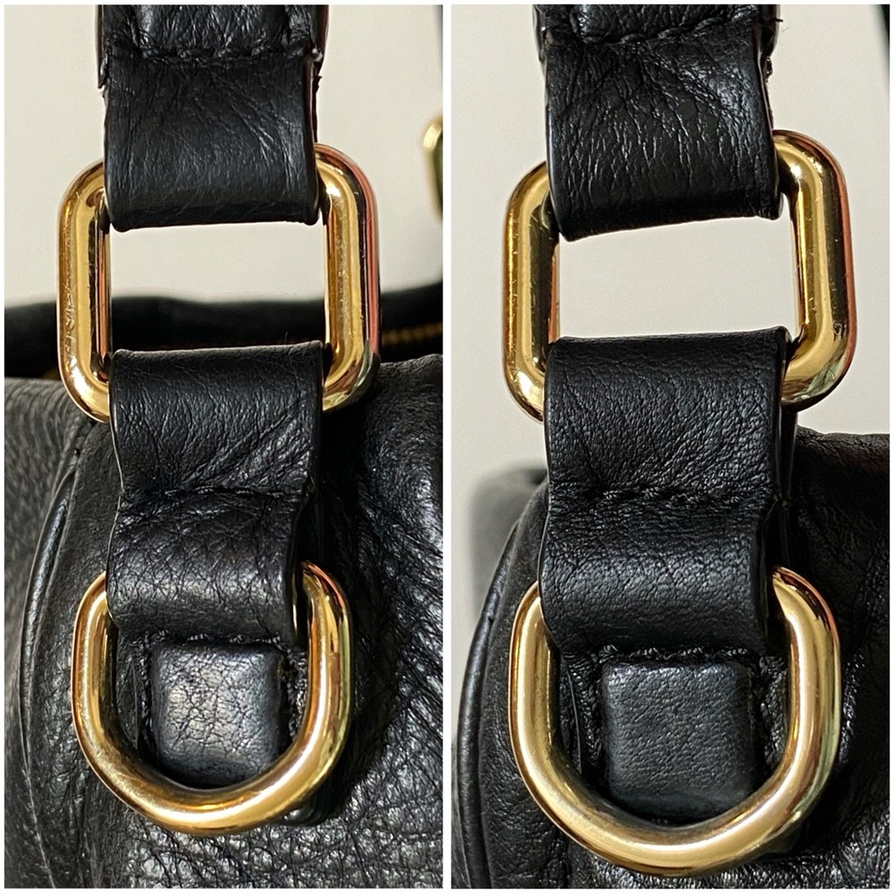 KATE SPADE black leather front zip suede square detail top handle satchel bag - Picture 11 of 16